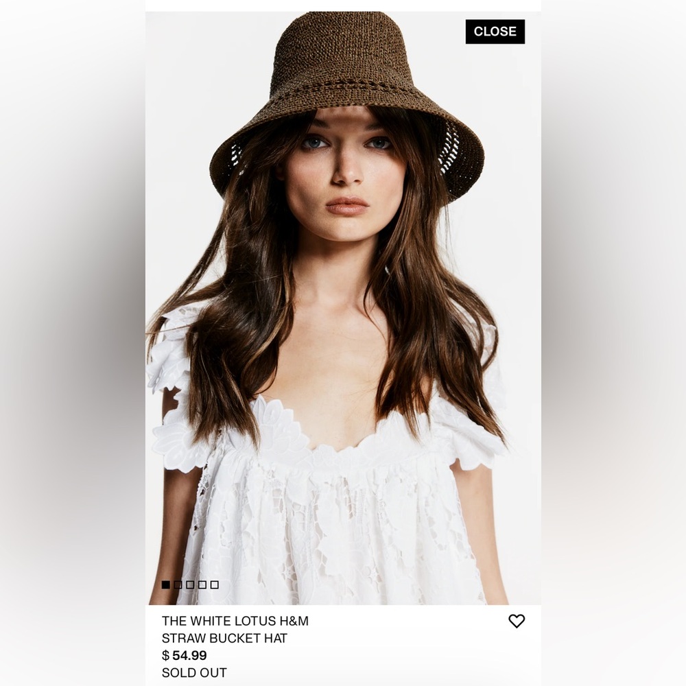 NWT THE WHITE LOTUS H&M STRAW BUCKET HAT